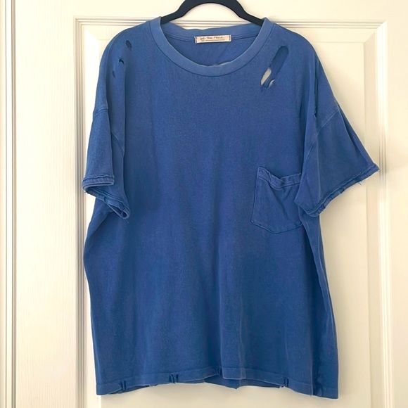 We The Free by Free People Blue Distressed Tee size S - Picture 1 of 5